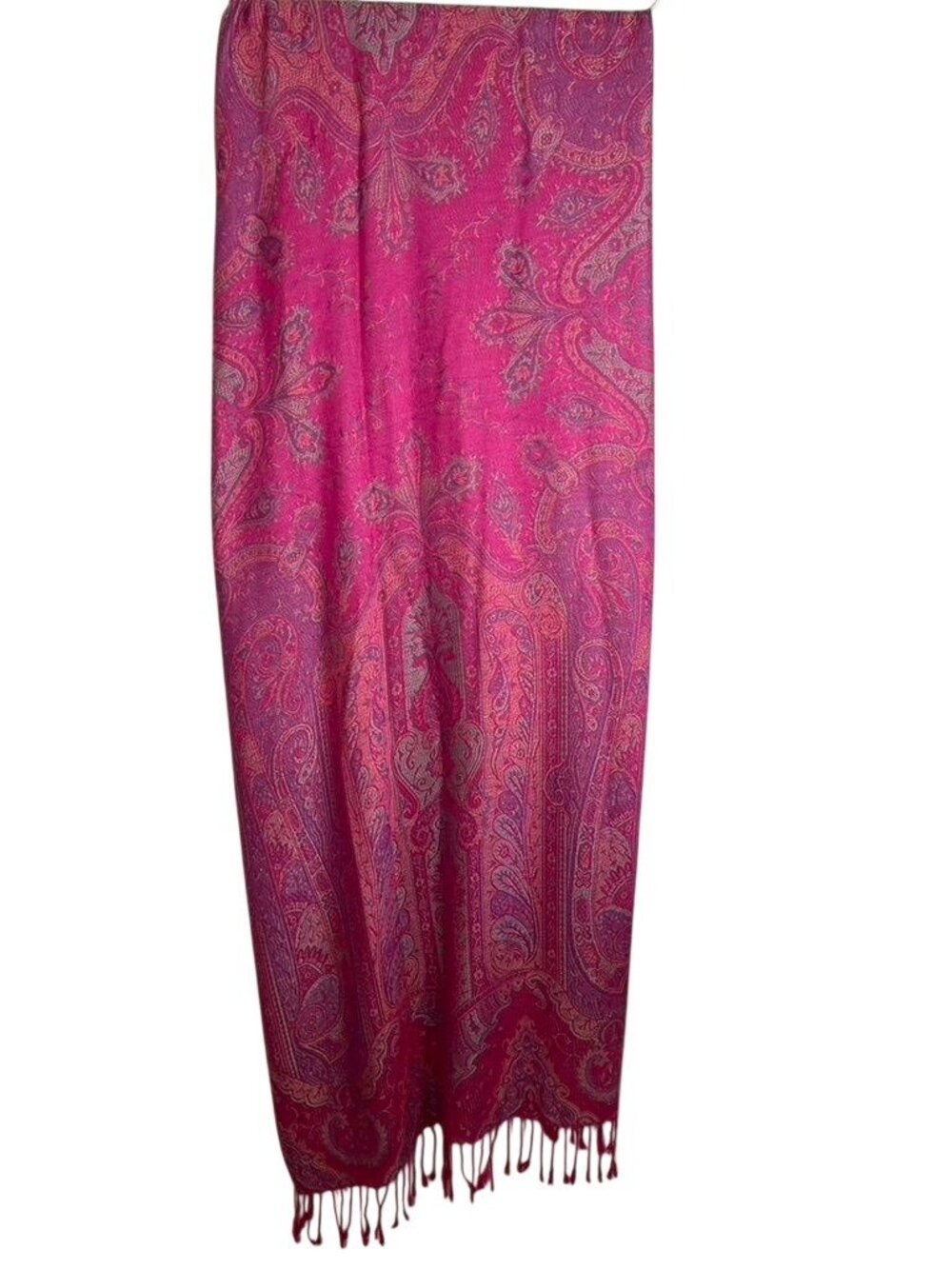 Colorful Floral Tassel Wrap Pink Scarf Paisley Shawl‎ Boho Indie Preppy Resort